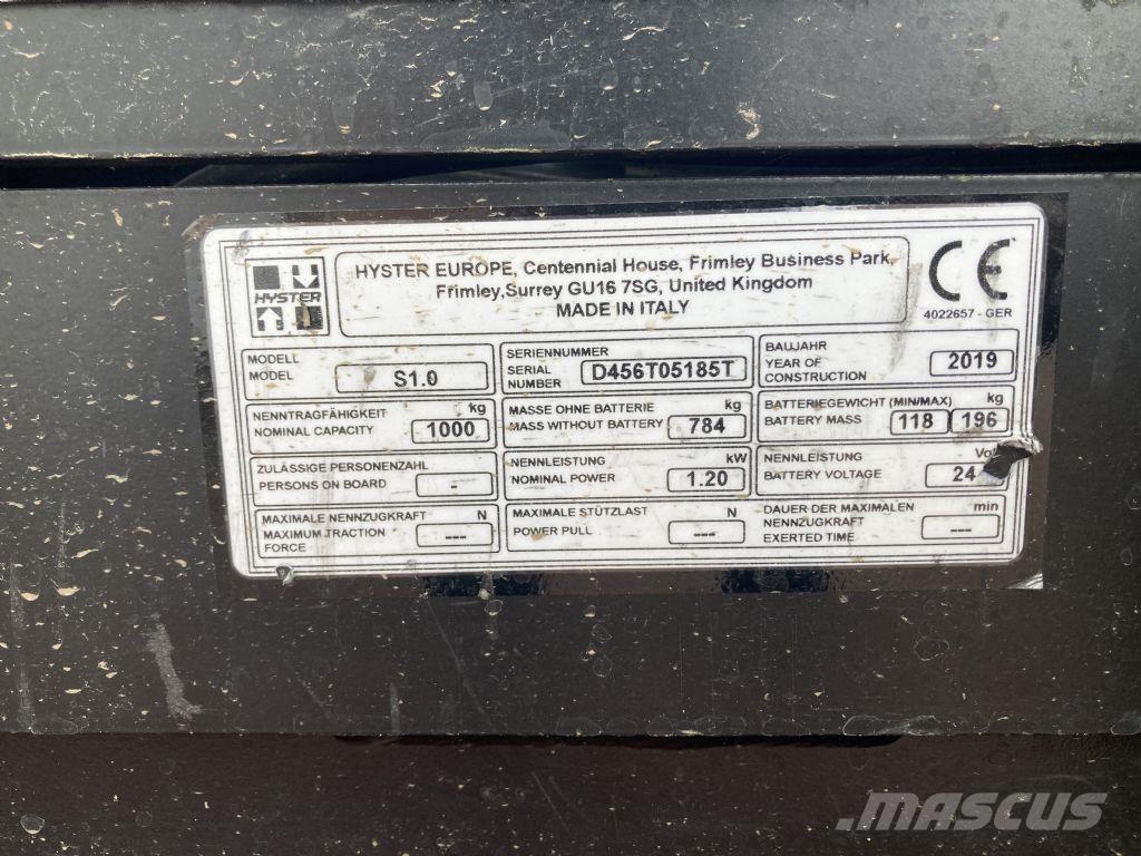 Hyster S 1.0 Ručni električni viljuškar