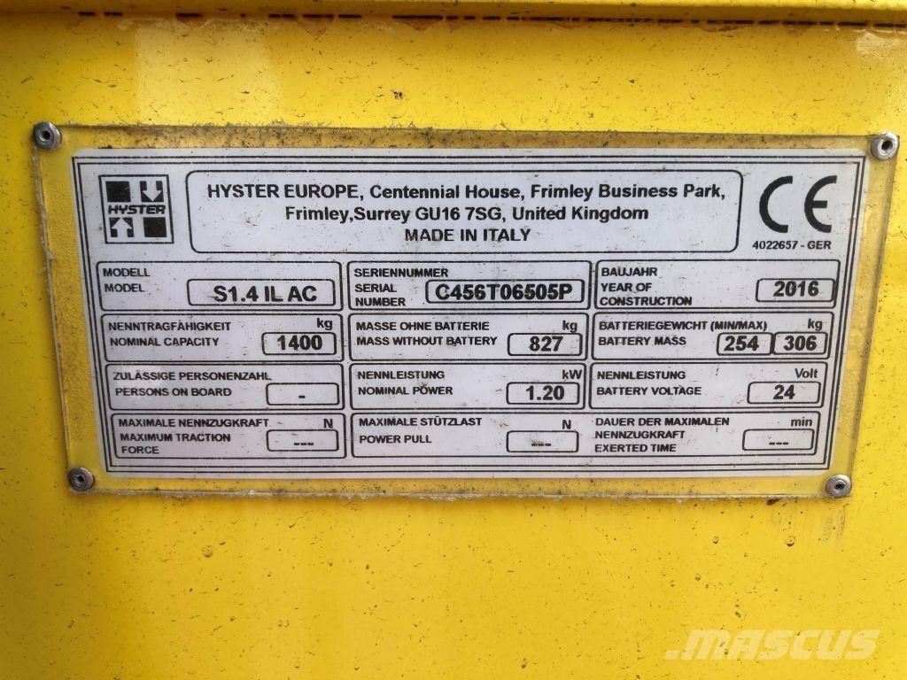 Hyster S 1.4 IL Ručni električni viljuškar