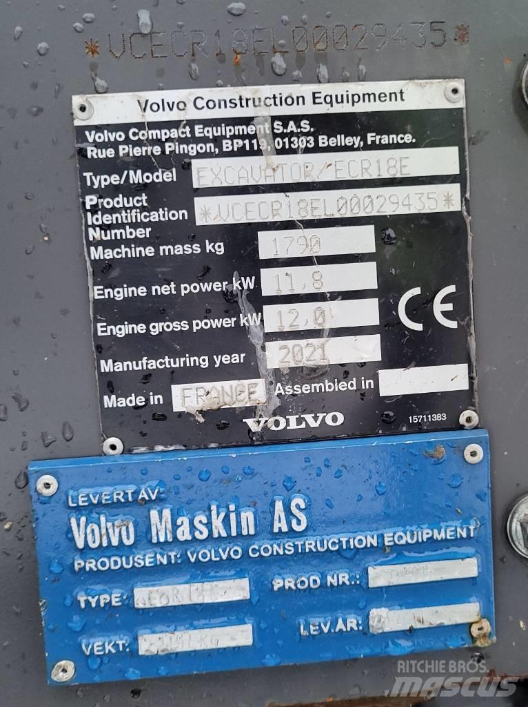 Volvo ECR18E Mini bageri < 7t