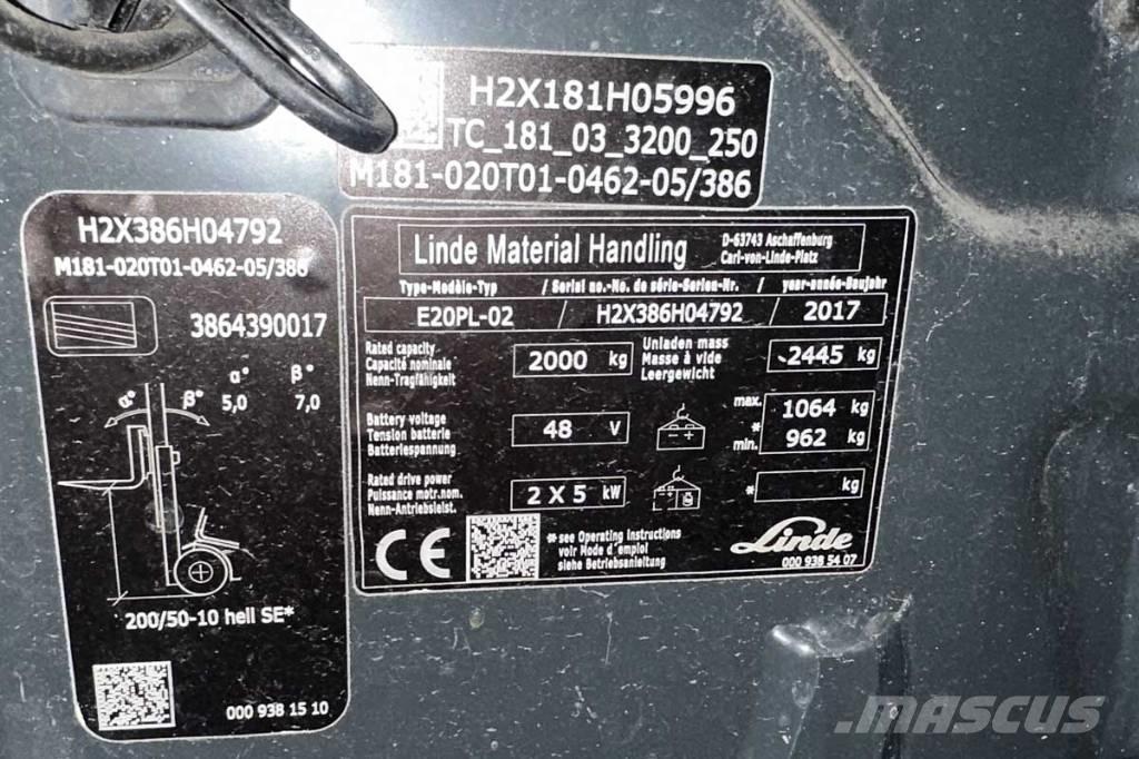 Linde E 20 PL Električni viljuškari