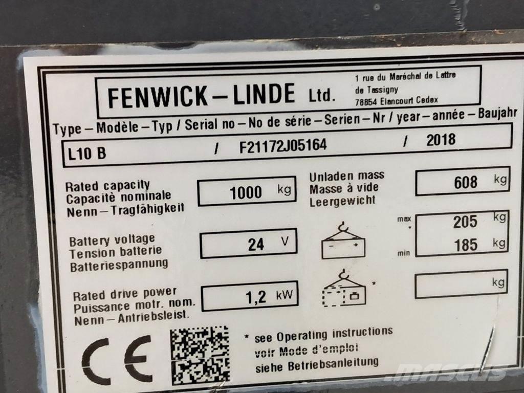 Linde L10B Ručni električni viljuškar