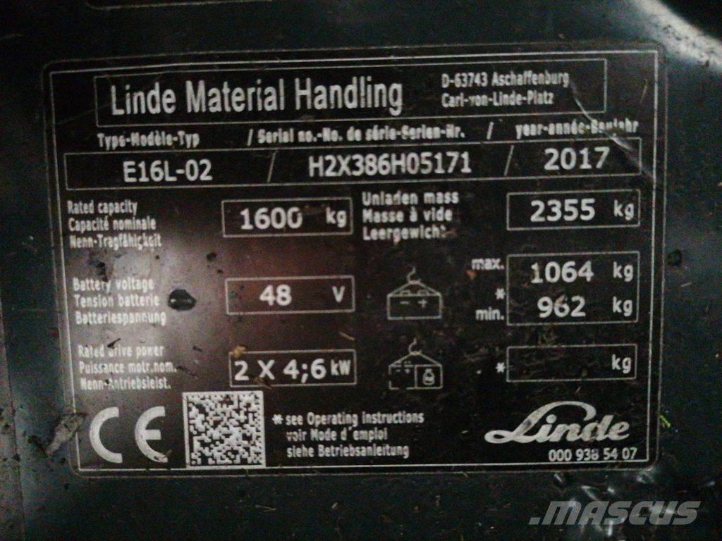 Linde E16L-02 Električni viljuškari