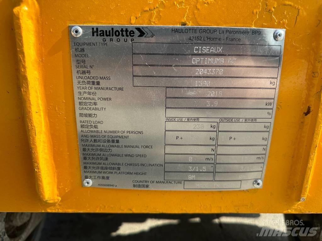 Haulotte OPTIMUM 8 Makazaste platforme