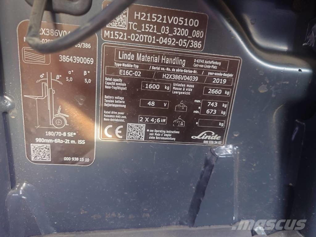 Linde E16C/386 Električni viljuškari