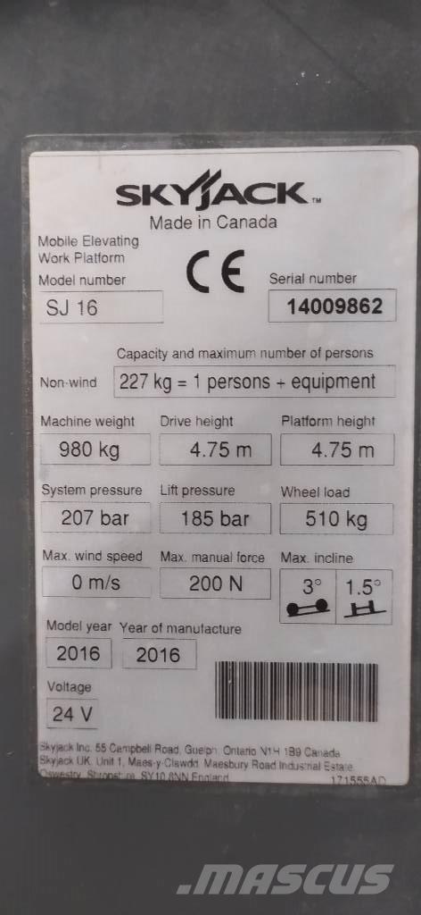 SkyJack SJ 16 Jarbolne penjajuće platforme
