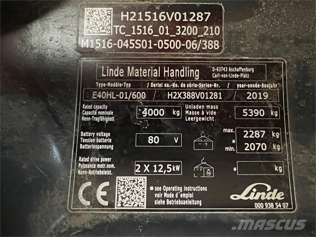Linde E 40/600 HL Električni viljuškari