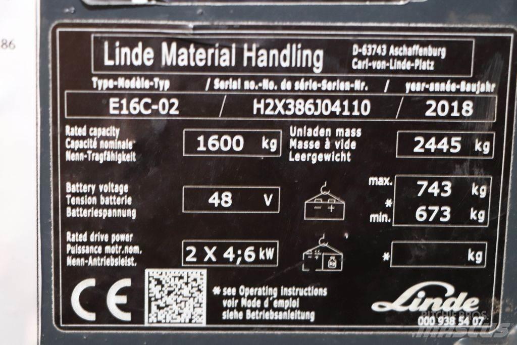 Linde E16C-02 Električni viljuškari