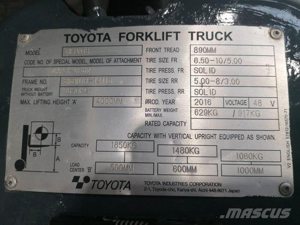 Toyota 8FBN18 Električni viljuškari