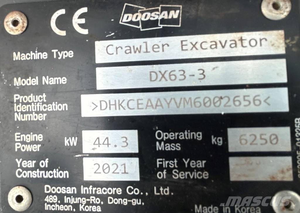 Doosan DX63-3 Bageri guseničari