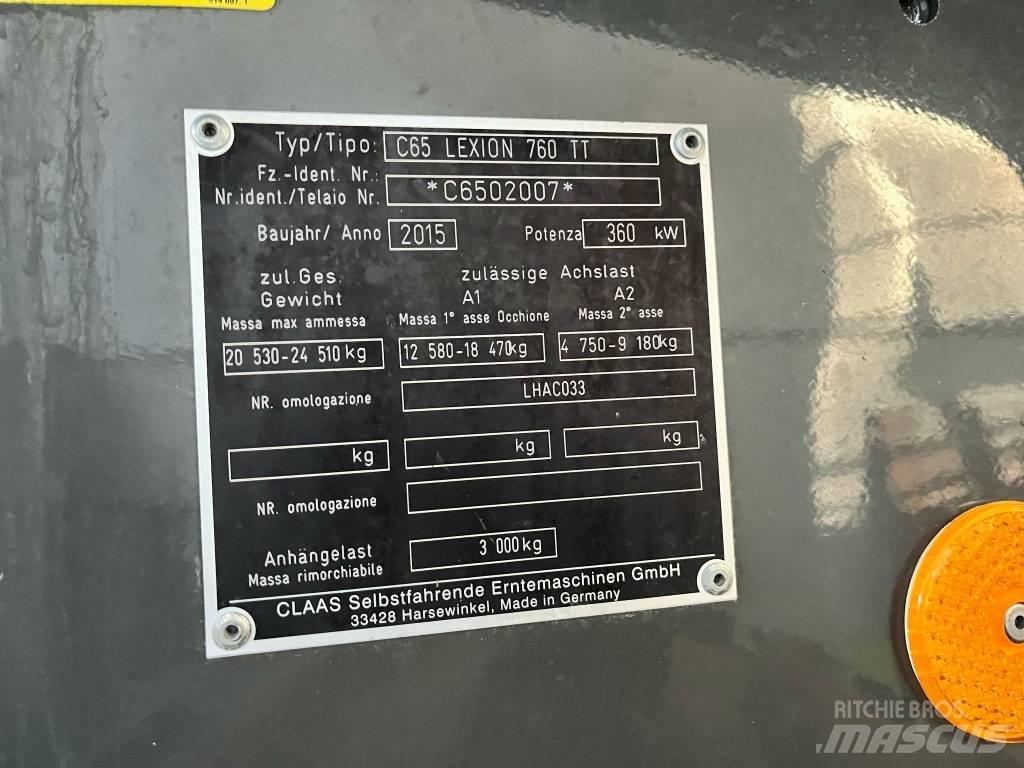 CLAAS Lexion 760 TT Kombajni