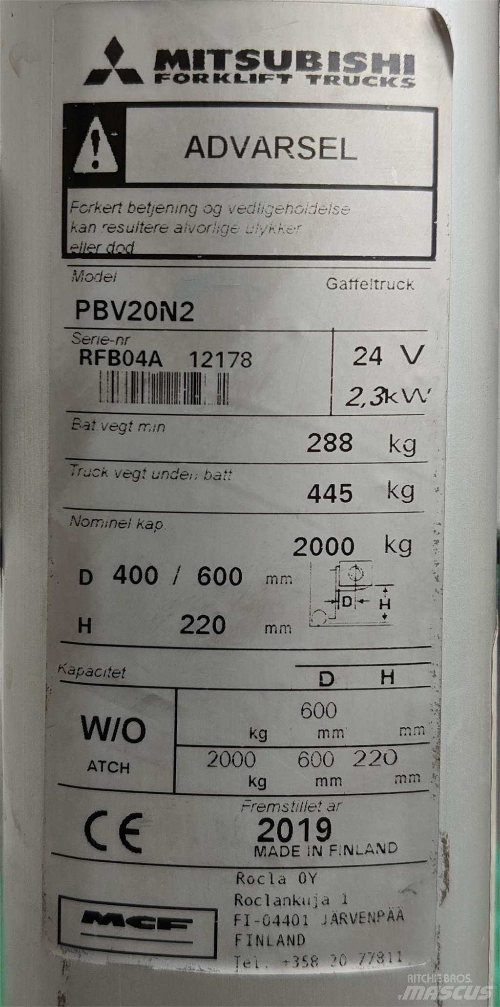 Mitsubishi PBV20N2 Viljuškari - ostalo