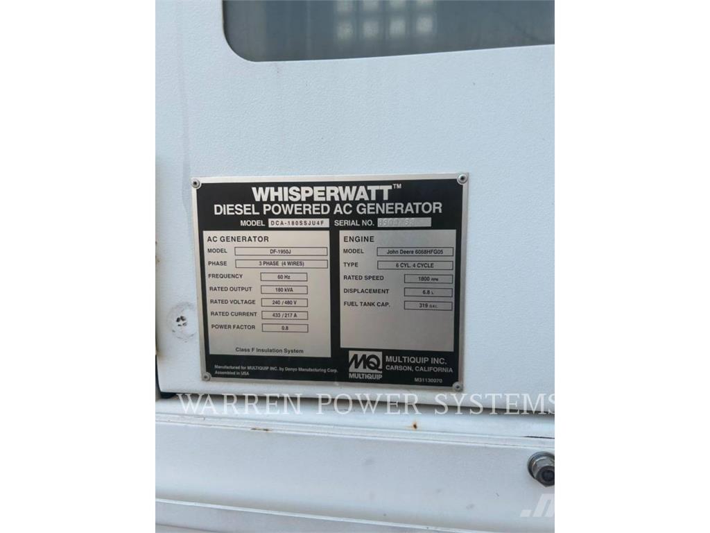 MultiQuip MQ180 T4F Ostali generatori