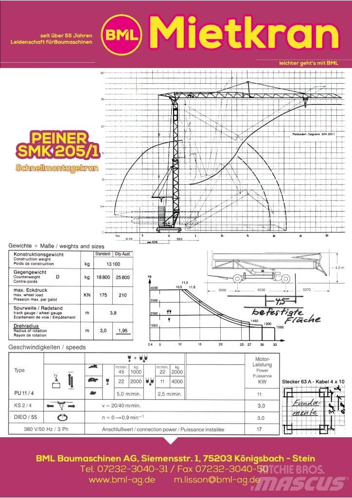 Peiner SMK205/1 Kranovi tornjevi