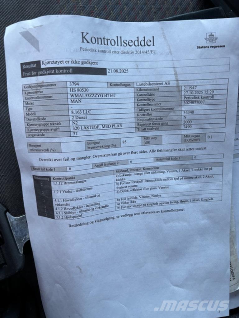 MAN 8.163 LC Sanduk kombiji