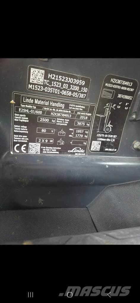 Linde h 25 Električni viljuškari