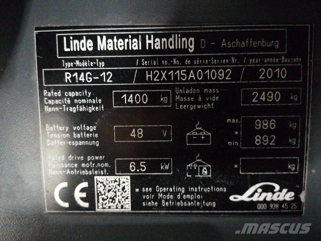 Linde R14G-12 Viljuškari sa pomičnim stupom