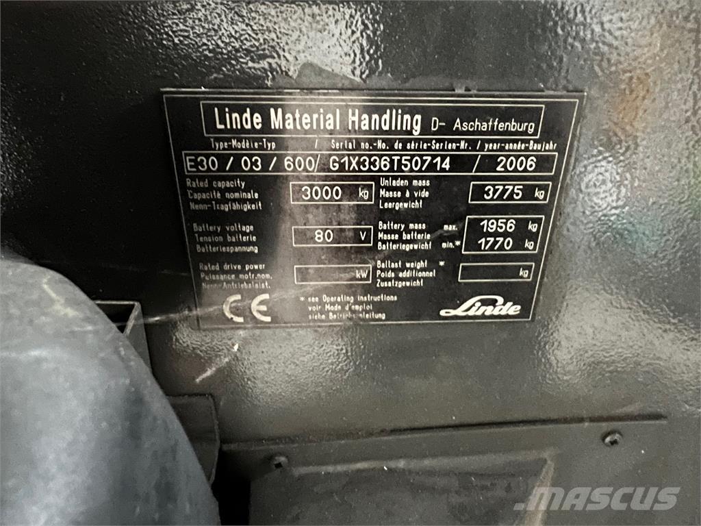 Linde E30 / 03 / 600 Električni viljuškari