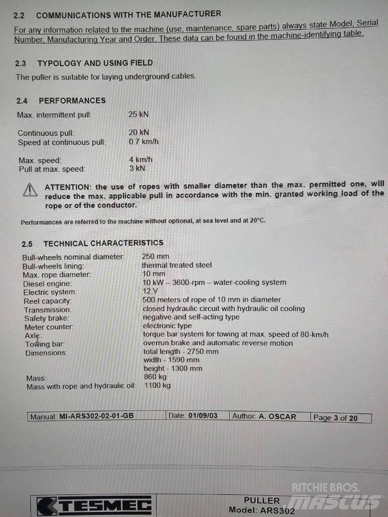 Tesmec ARS 302 Ostalo za građevinarstvo