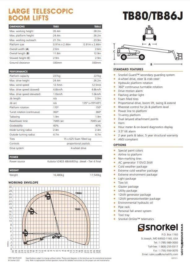 Snorkel TB80 Teleskopske podizne platforme