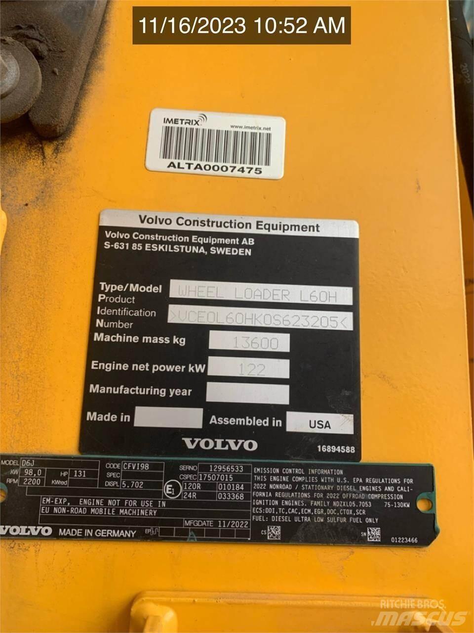 Volvo L60H Utovarivači na točkove