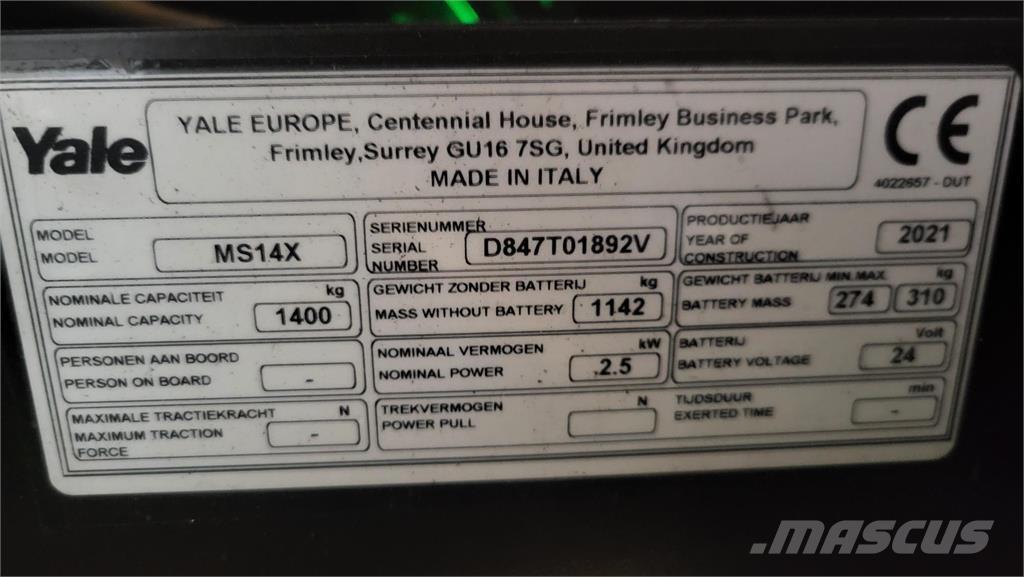 Yale MS14X-IL Samopogonski ručni viljuškari