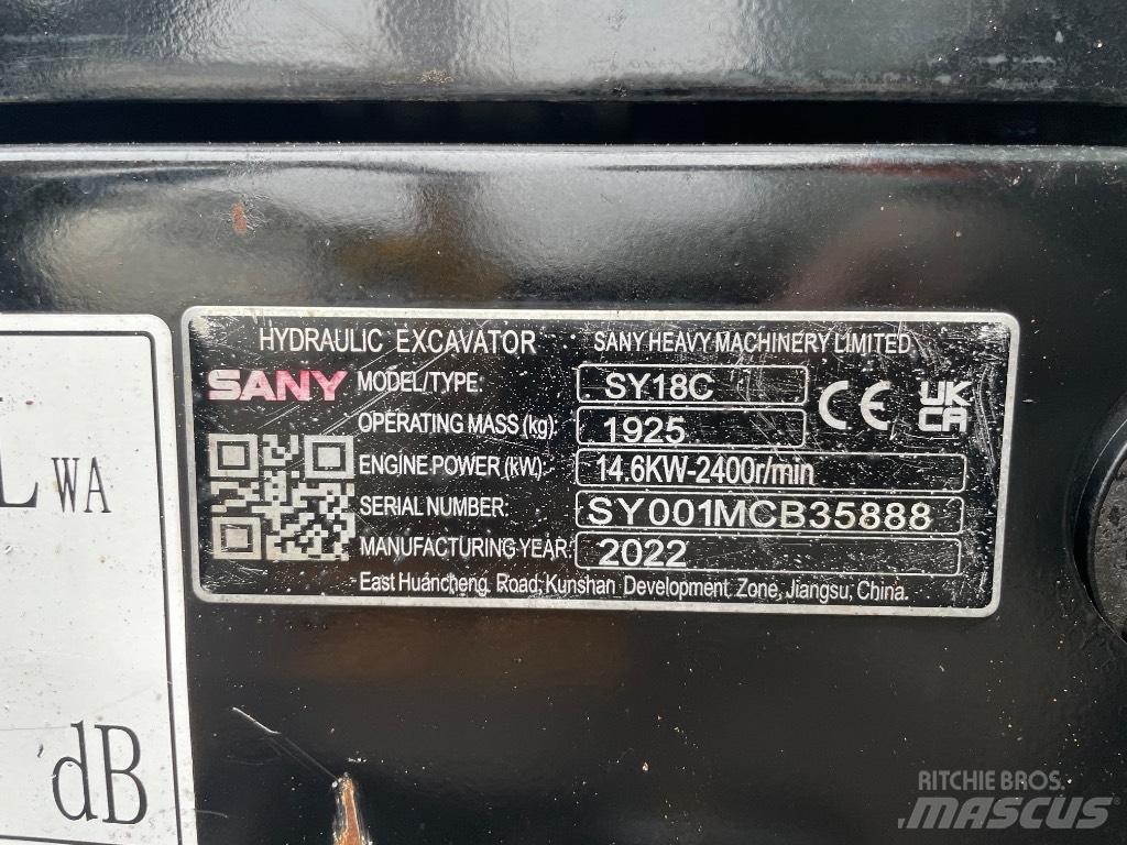 Sany SY 18 C Mini bageri < 7t