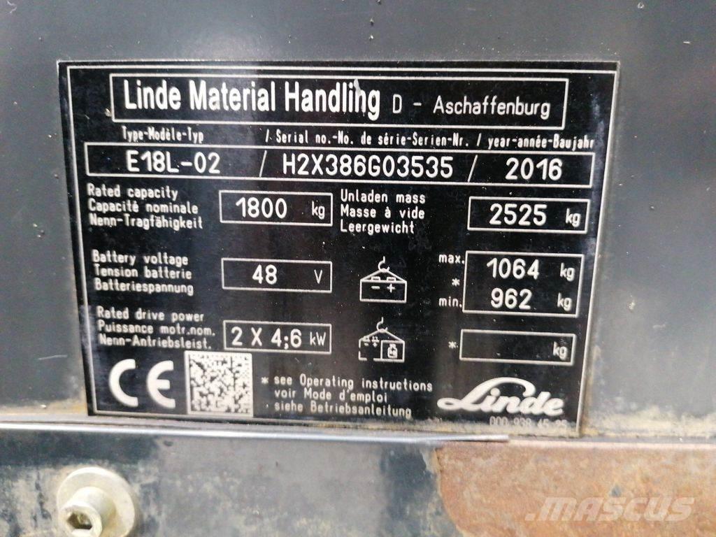 Linde E18L-02 Električni viljuškari