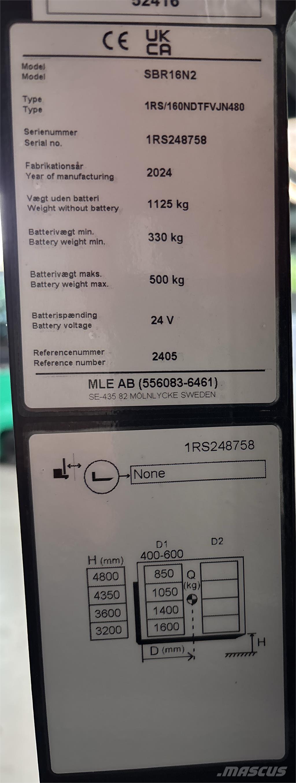 Mitsubishi SBR16N2 Samopogonski ručni viljuškari