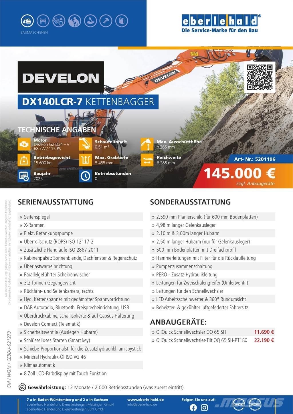 Develon DX140LCR-7 Bageri guseničari