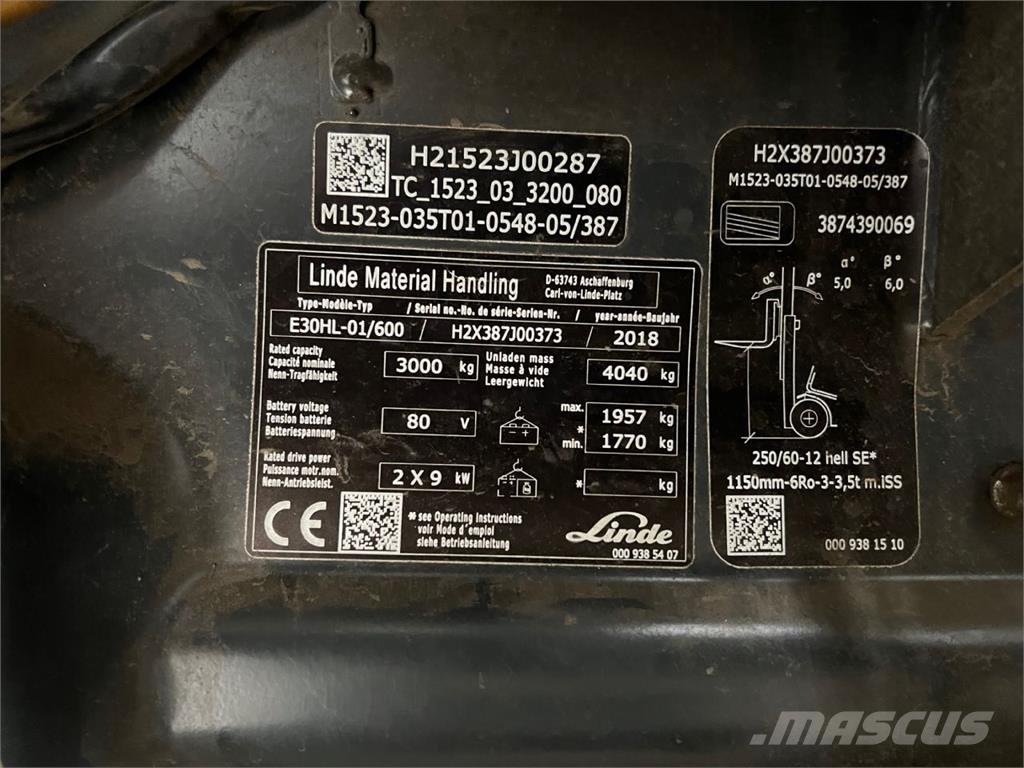 Linde E30/600HL Električni viljuškari