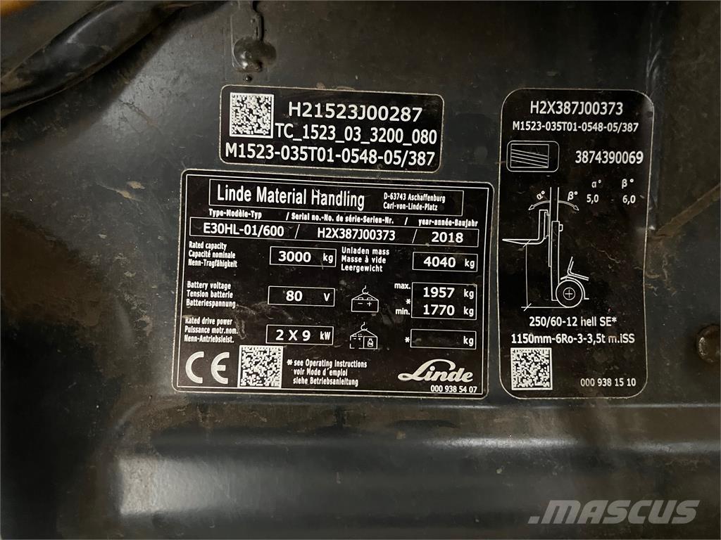 Linde E30/600HL Električni viljuškari