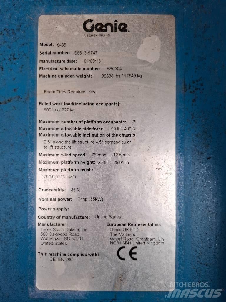 Genie S-85 Teleskopske podizne platforme
