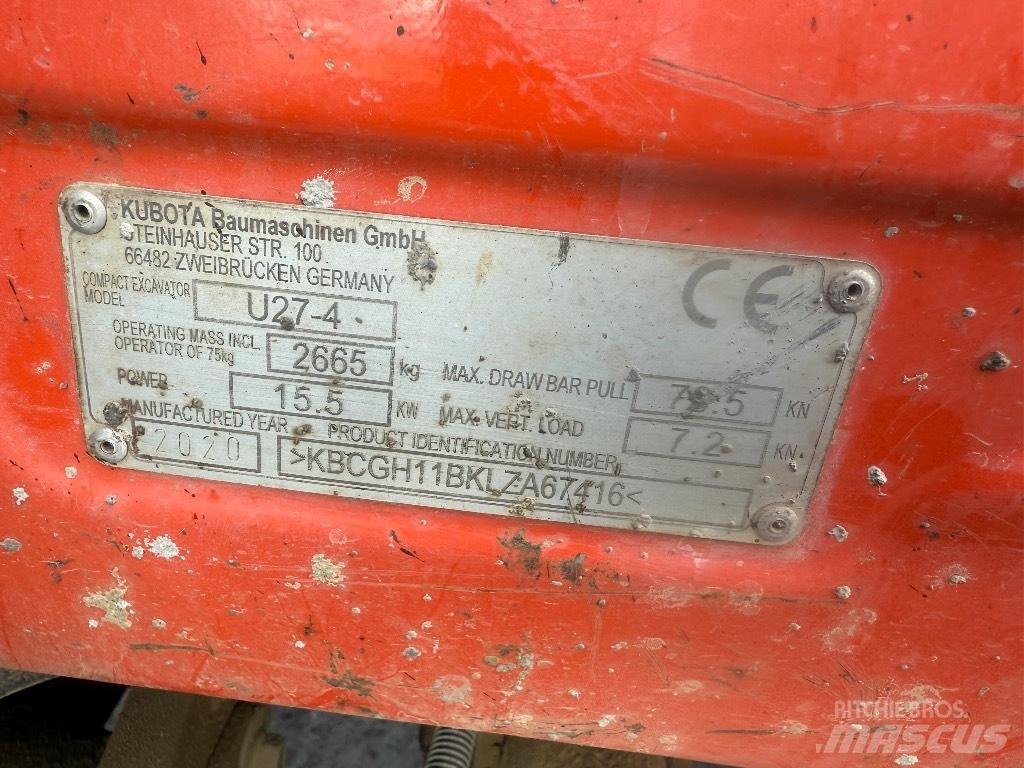 Kubota U 27-4 Mini bageri < 7t