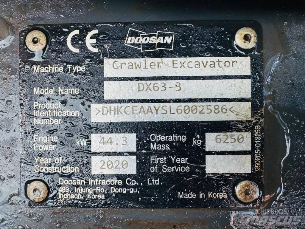 Doosan DX 63-3 Bageri guseničari