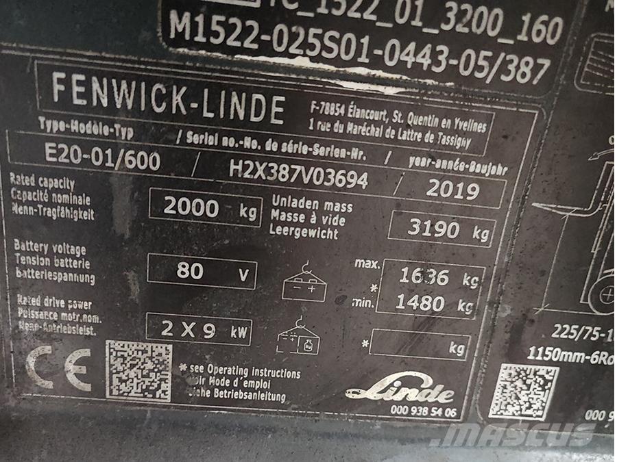 Linde E20-01/600 Električni viljuškari