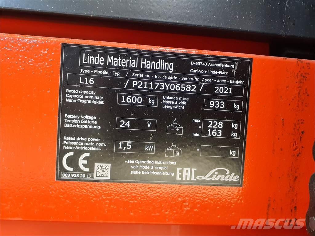 Linde L16i Ručni električni viljuškar
