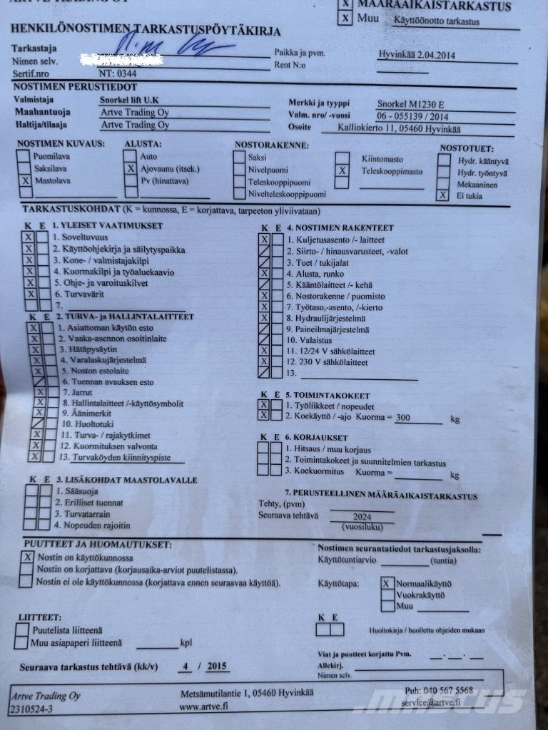 Snorkel M 1230 E Makazaste platforme