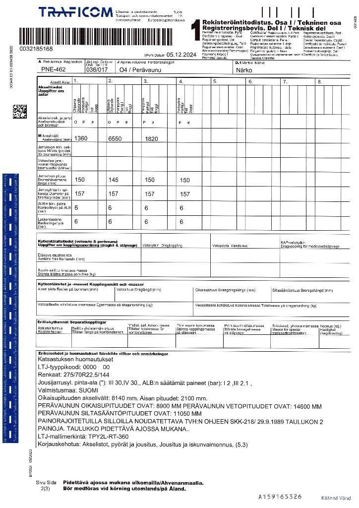 Närko TPY2L-RT-360 Demontažne prikolice