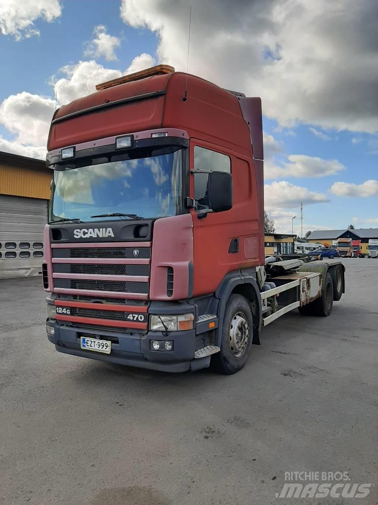 Scania R 124 Rol kiper kamioni sa kukom za podizanje tereta