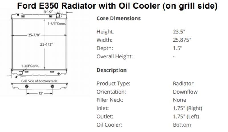 Ford E350 Radijatori