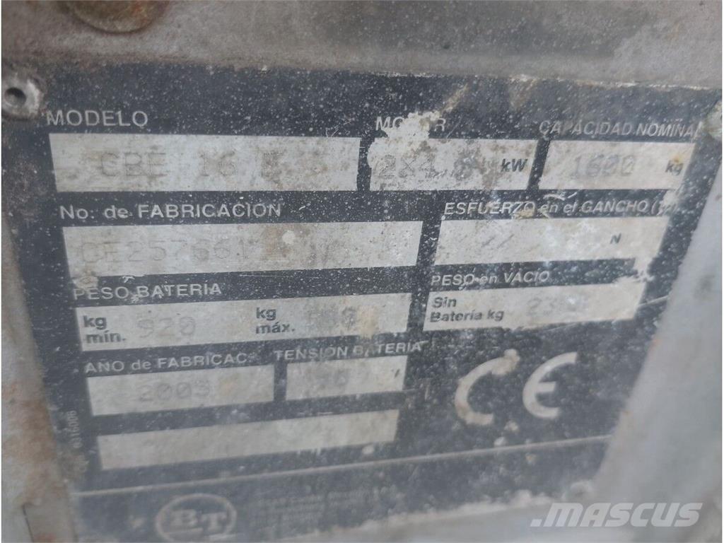 BT CBE1.6F Električni viljuškari