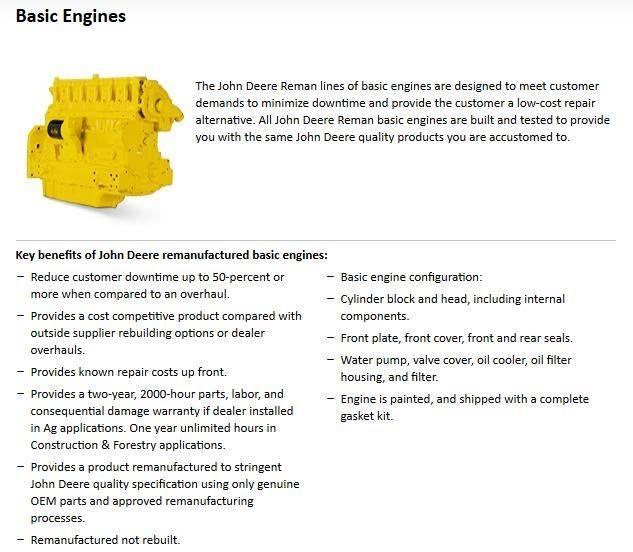 John Deere 6466T Motori za građevinarstvo