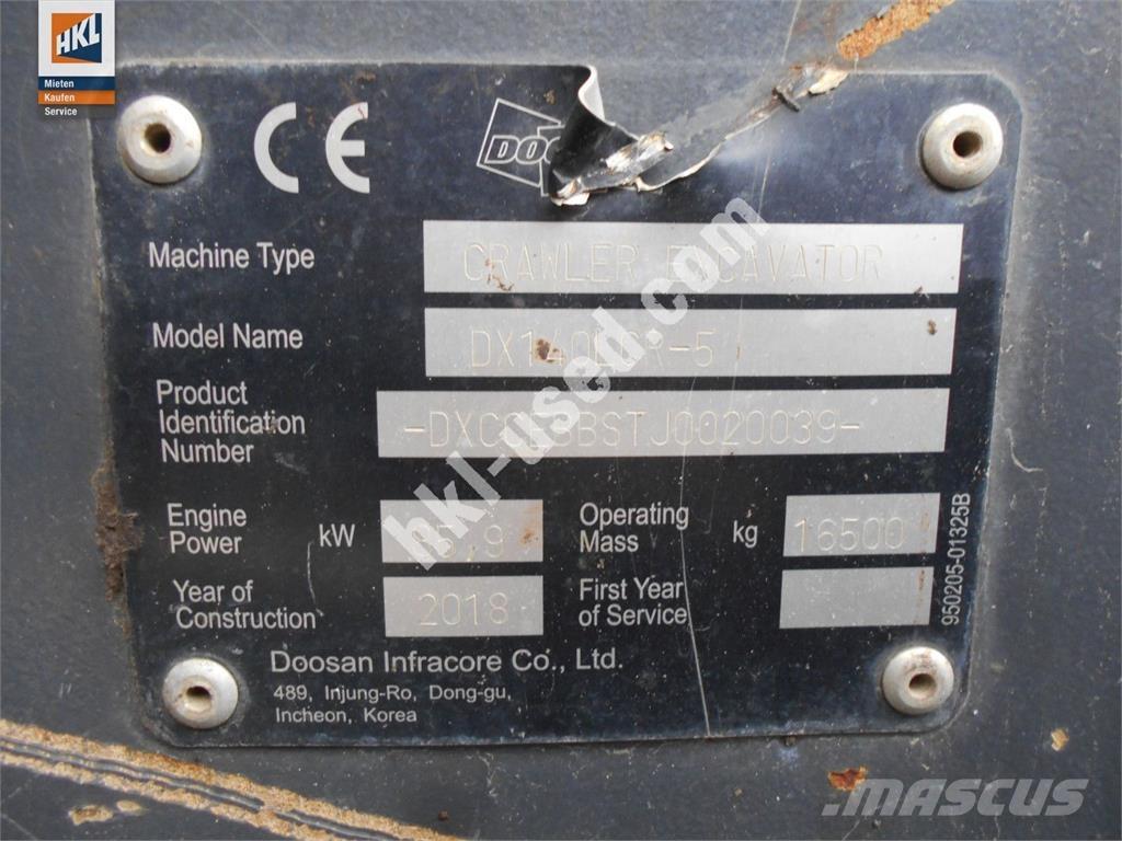 Doosan DX 140 LCR-5 Bageri guseničari