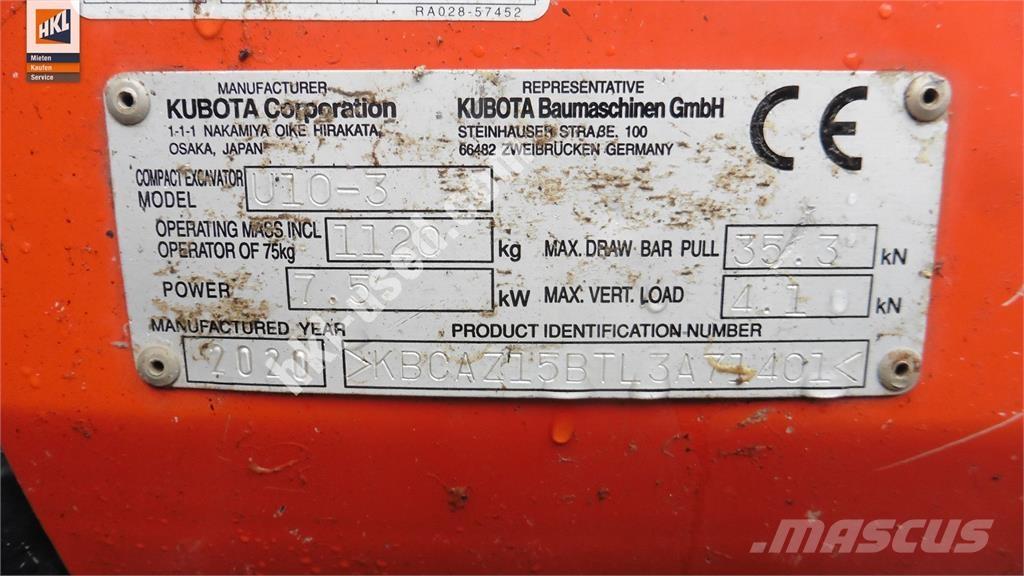 Kubota U 10-3 Mini bageri < 7t