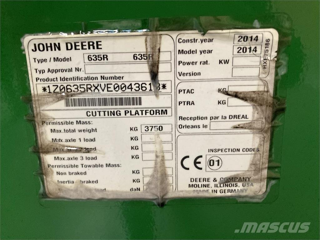 John Deere 635R Glave hederi za kombajne