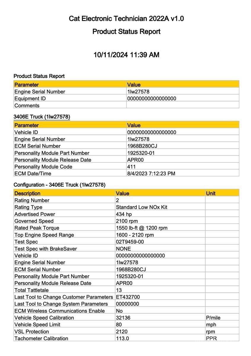 CAT 3406E Elektronika
