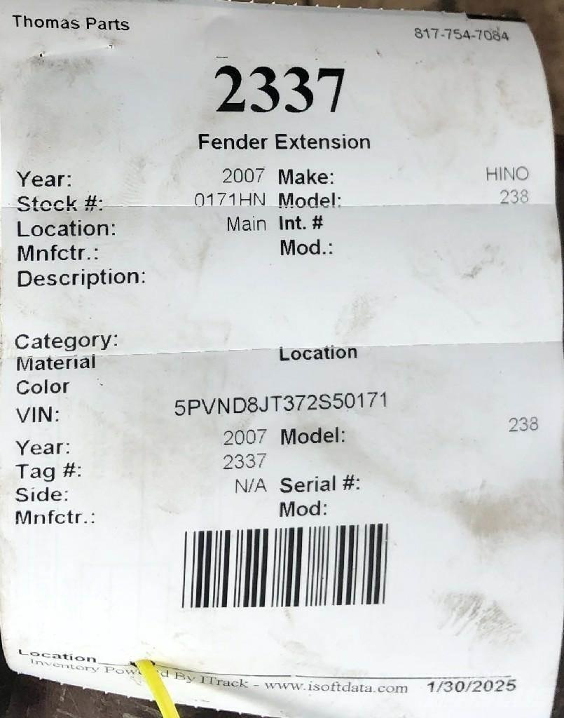 Hino 238 Ostale kargo komponente