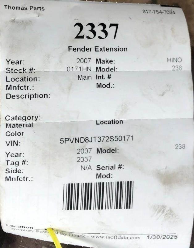 Hino 238 Ostale kargo komponente
