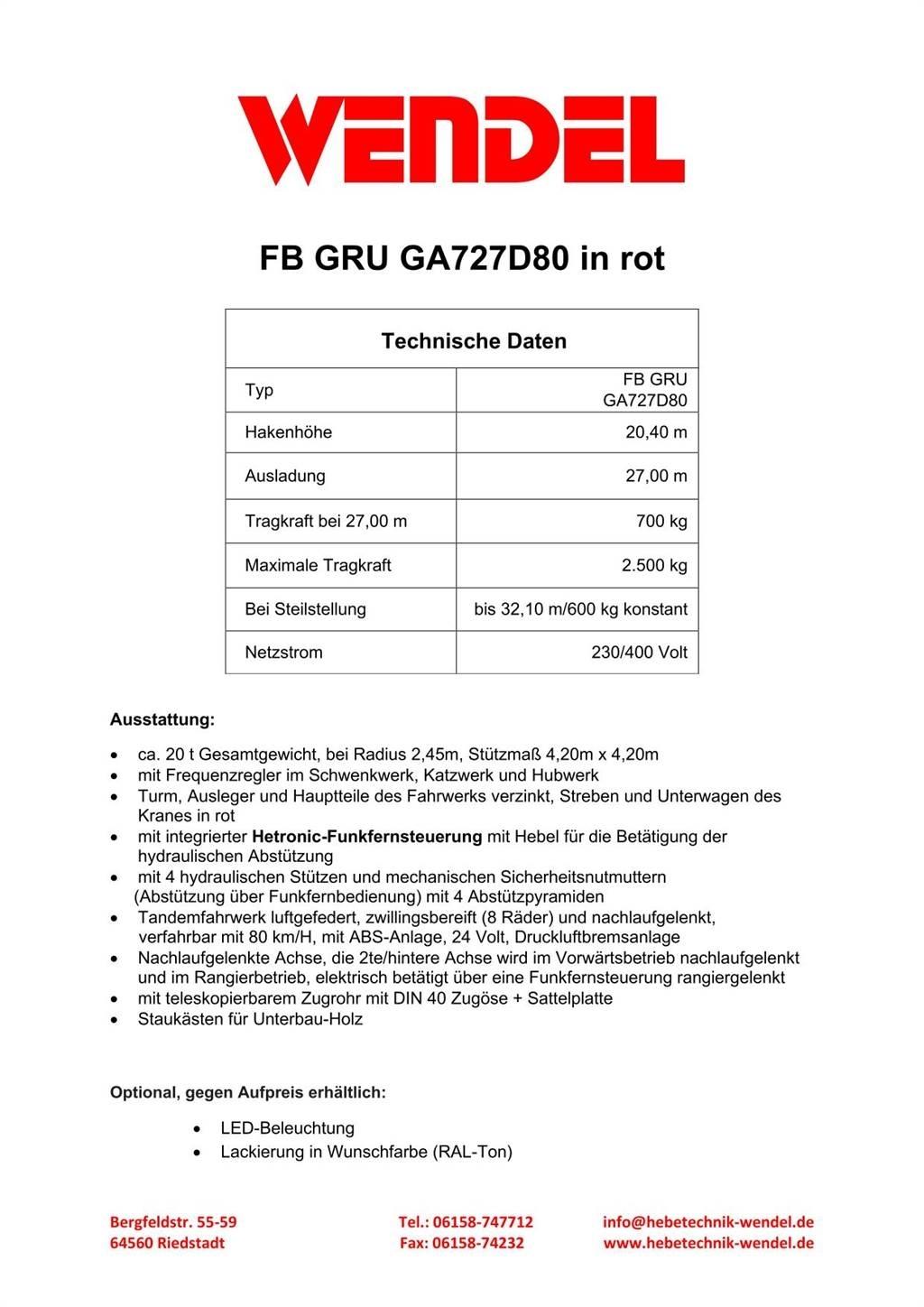 FB GRU GA727D80 Kranovi tornjevi