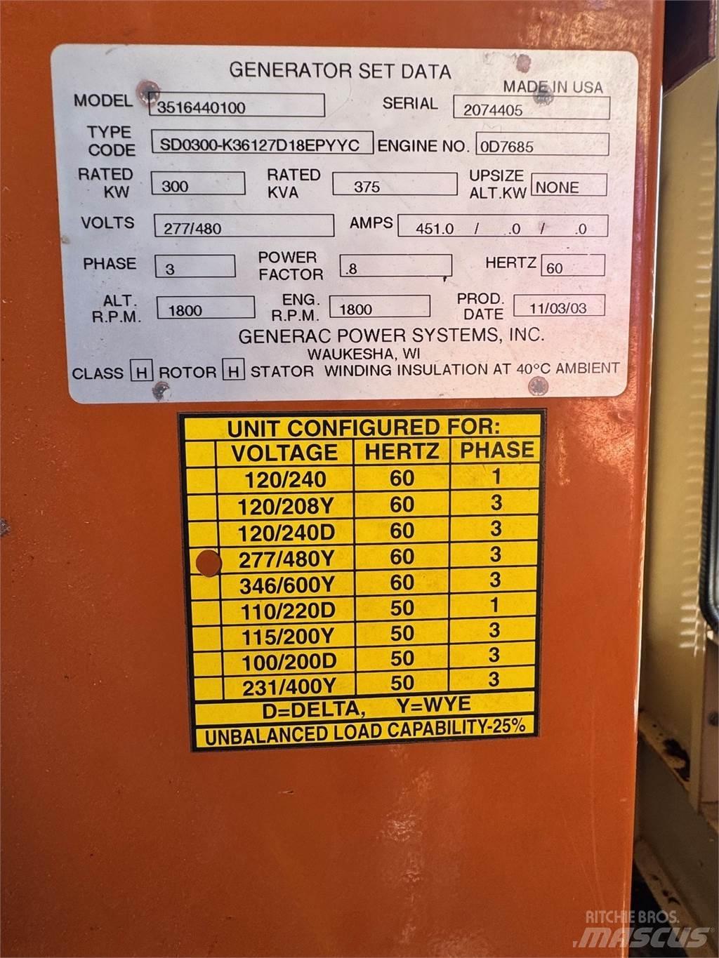 Generac SD300 Dizel generatori